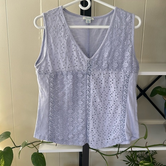 Sundance Tops - Sundance Eyelet Lace V-Neck Tank Top Periwinkle Light Blue Size Petite Large Top